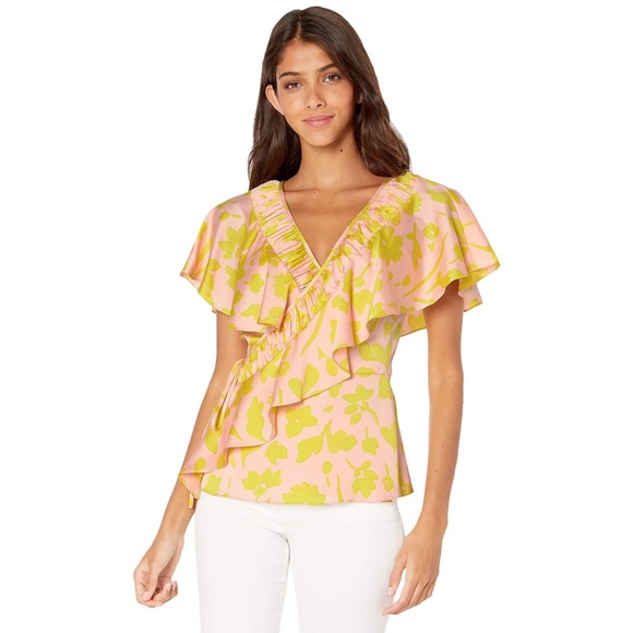 Kate spade Splash Ruffle Wrap Top Blouse Size 4 - Picture 2 of 7